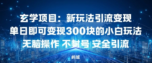 玄学项目:新玩法引流变现单日即可变现3张的小白玩法无脑操作不封号安全引流-夜晚笔记