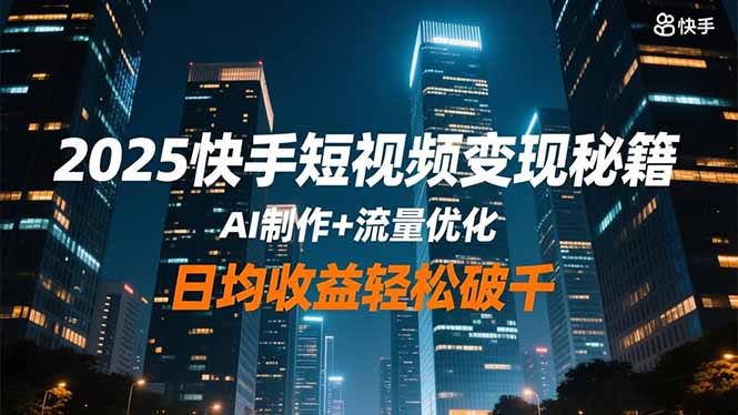 2025快手短视频变现秘籍，AI制作+流量优化，日均收益轻松破千-夜晚笔记