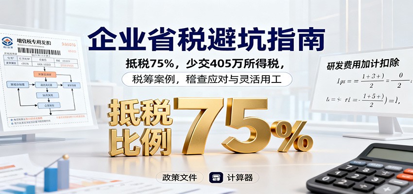 企业省税避坑指南：抵税75%，少交405万所得税，税筹案例，稽查应对与灵活用工-夜晚笔记