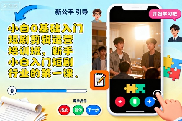 小白0基础入门短剧剪辑运营培训班,新手小白入门短剧行业的第一课-夜晚笔记