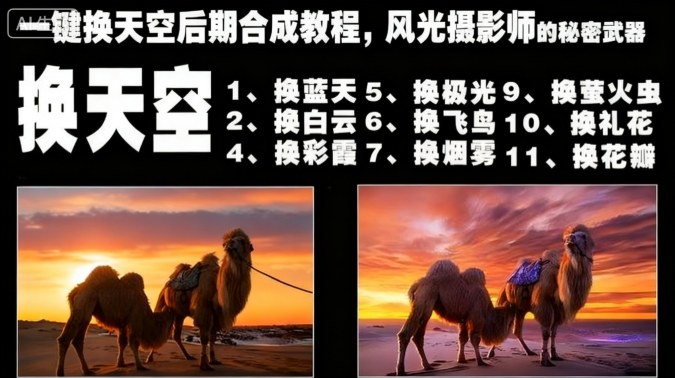 一键换天空后期合成教程,风光摄影师的秘密武器-夜晚笔记