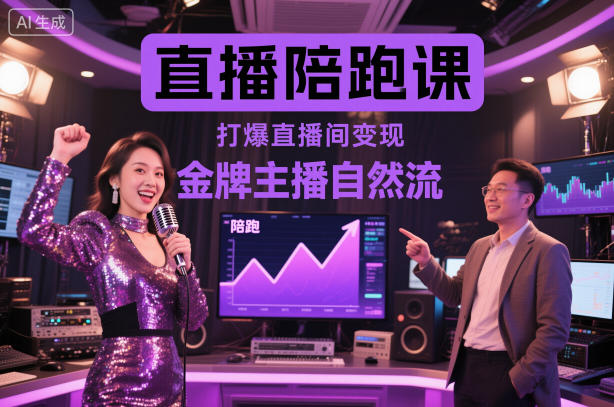 直播陪跑课，金牌主播自然流打爆直播间，复制高变现玩法-夜晚笔记