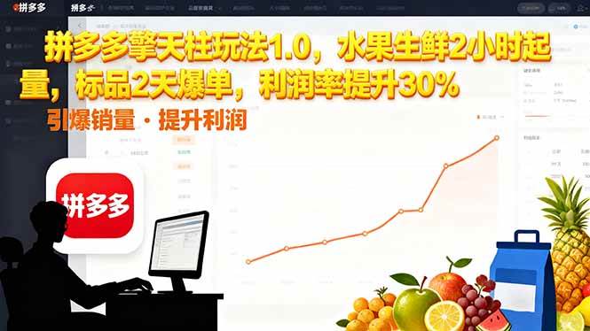 (16429期)拼多多 擎天柱玩法1.0,水果生鲜2小时起量,标品2天爆单,利润率提升30%-夜晚笔记