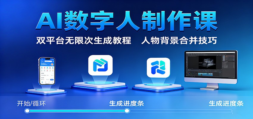 AI数字人制作课:双平台无限次生成教程,人物背景合并技巧-夜晚笔记