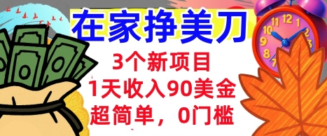 3个新项目,1天收入90美刀,超简单,0门槛,在家挣美刀的首选-夜晚笔记