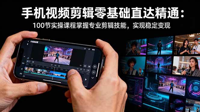 (16466期)手机视频剪辑零基础直达精通:100节实操课程掌握专业剪辑技能,实现稳…-夜晚笔记