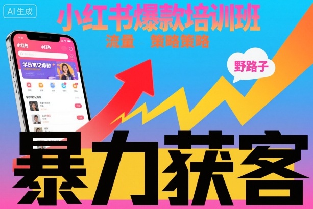 小红书爆款培训班，小红书获客野路子流量打法，暴力持续获客-夜晚笔记