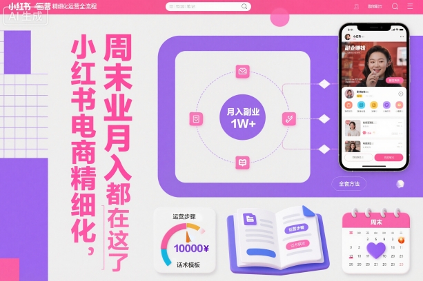 小红书电商精细化运营全流程，周末副业月入1W+，全套方法都在这了-夜晚笔记