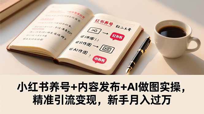(16498期)小红书养号+内容发布+AI做图实操,精准引流变现,新手月入过万-夜晚笔记