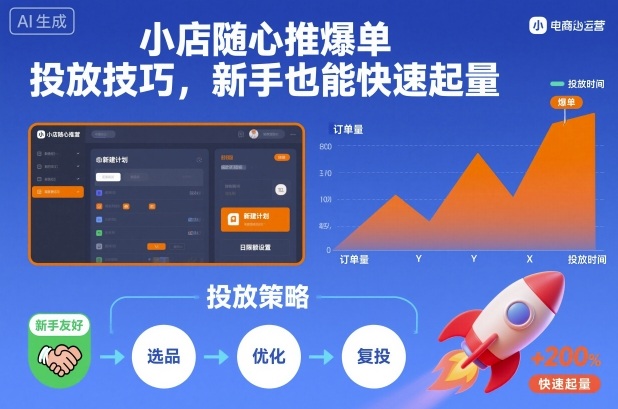 小店随心推爆单投放技巧，新手也能快速起量-夜晚笔记