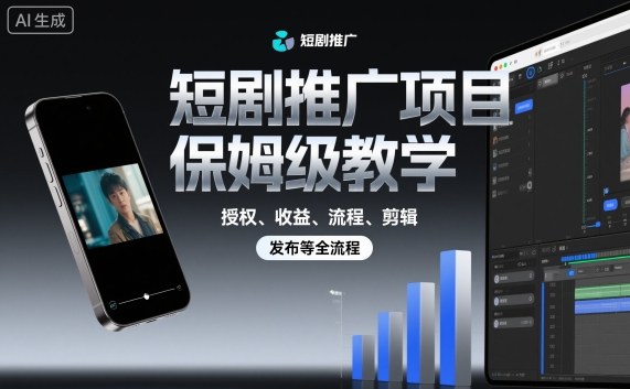 短剧推广项目保姆级教学，授权、收益、流程、剪辑，发布等全流程-夜晚笔记