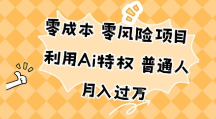 零成本零风险项目,利用Ai特权,普通人月入过W-夜晚笔记