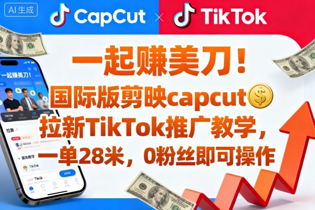 一起賺美刀！国际版剪映capcut拉新TikTok推广教学，一单28米，0粉丝即可操作（附推广入口和教学）-夜晚笔记