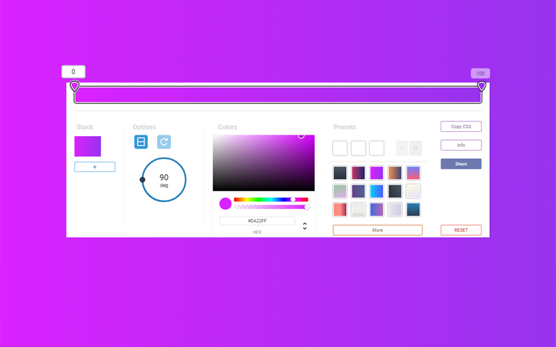 Vue开发的CSS渐变色生成器网站源码-夜晚笔记