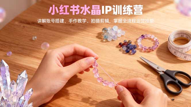 小红书水晶IP训练营,讲解账号搭建、手作教学、拍摄剪辑,全流程运营技能-夜晚笔记