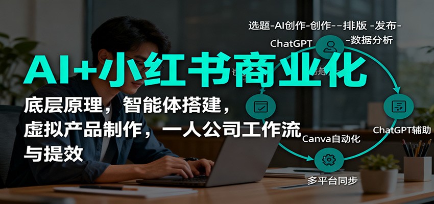 AI+小红书商业化，底层原理，智能体搭建，虚拟产品制作，一人公司工作流与提效-夜晚笔记