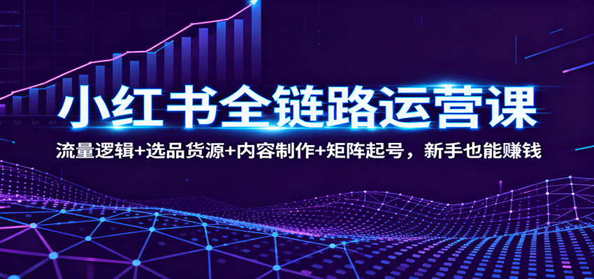 小红书全链路运营课:流量逻辑+选品货源+内容制作+矩阵起号,新手也能赚钱-夜晚笔记