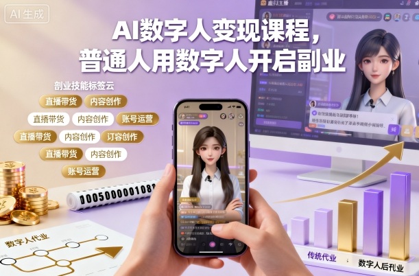 AI数字人变现课程,普通人用数字人开启副业-夜晚笔记