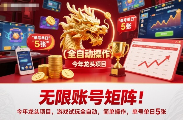 无限账号矩阵!今年龙头项目,游戏试玩全自动,简单操作,单号单日5张【揭秘】-夜晚笔记
