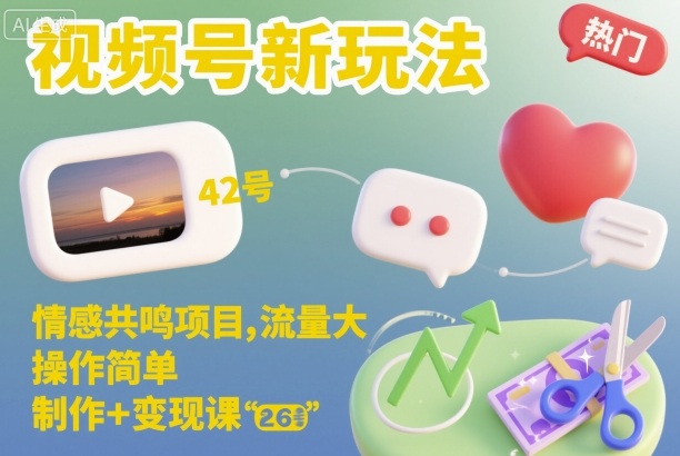 视频号新玩法，情感共鸣项目，流量大，操作简单，制作+变现课-夜晚笔记