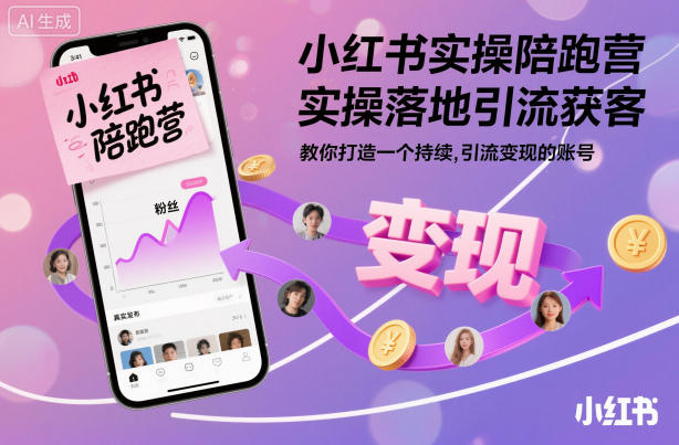 小红书实操陪跑营,实操落地引流获客,教你打造一个持续引流变现的账号-夜晚笔记