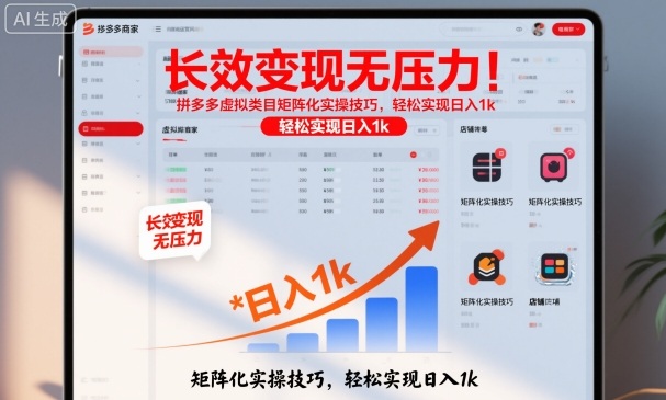 长效变现无压力！拼多多虚拟类目矩阵化实操技巧，轻松实现日入1k【揭秘】-夜晚笔记