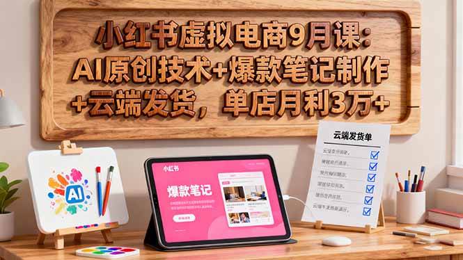 (16287期)小红书虚拟电商9月课:AI原创技术+爆款笔记制作+云端发货,单店月利3万+-夜晚笔记