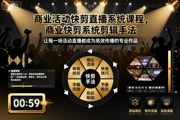 商业活动快剪直播系统课程,商业快剪系统剪辑手法-夜晚笔记