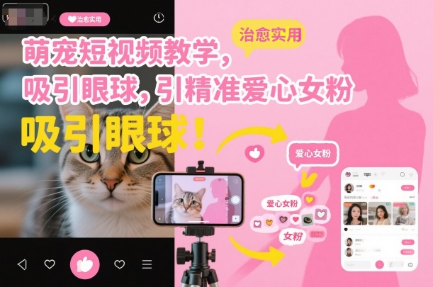 萌宠短视频教学,吸引眼球,引精准爱心女粉-夜晚笔记