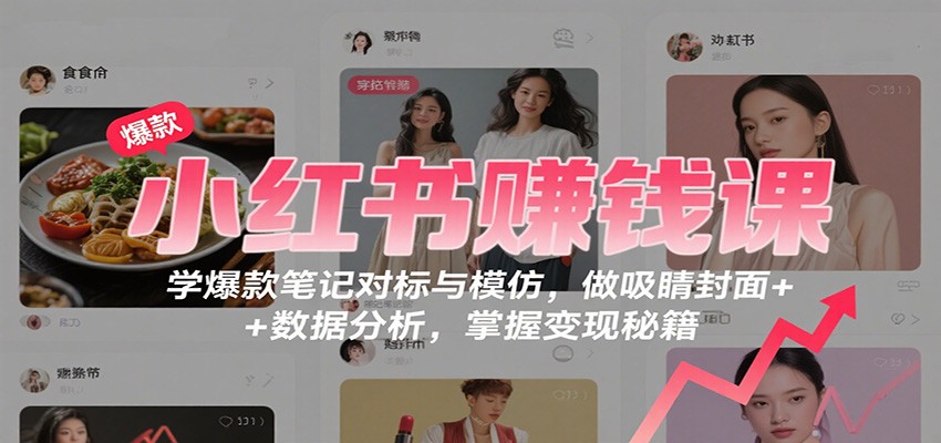 小红书赚钱课：学爆款笔记对标与模仿，做吸睛封面 + 数据分析，掌握变现秘籍-夜晚笔记