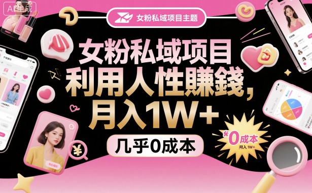 女粉私域项目，利用人性賺钱，月入1W＋，几乎0成本-夜晚笔记