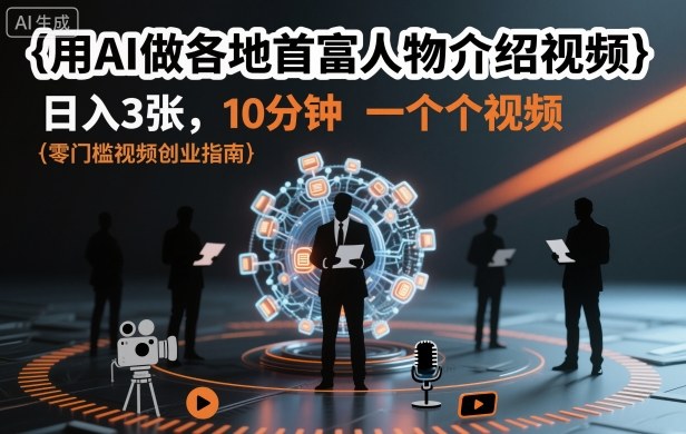 用AI做各地首富人物介绍视频,日入3张,10分钟一个视频 用AI做各地首富人物介绍视频,日入3张,10分钟一个视频