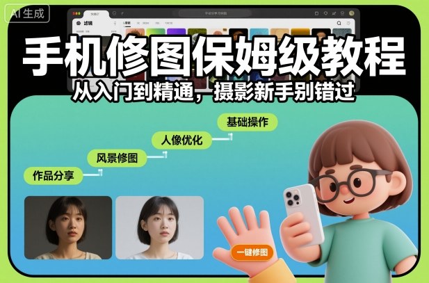 手机修图保姆级教程，从入门到精通，摄影新手别错过-夜晚笔记