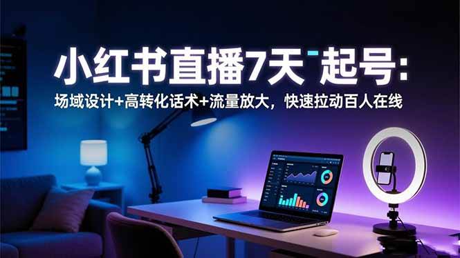 (16537期)小红书直播7天起号:场域设计+高转化话术+流量放大,快速拉动百人在线-夜晚笔记