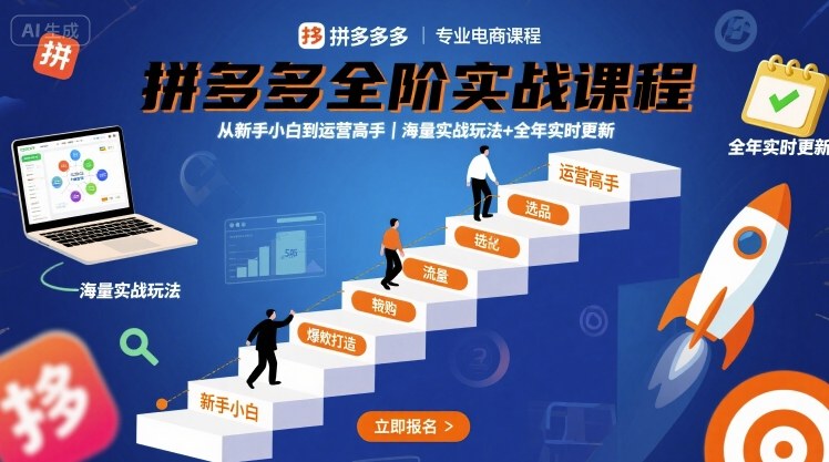 拼多多全阶实战课程，从新手小白到运营高手，海量实战玩法+全年实时更新【2025年10月更新】-夜晚笔记