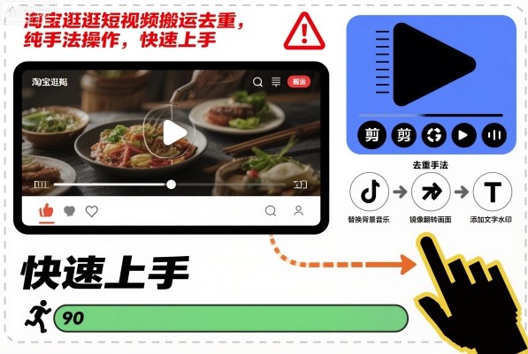 淘宝逛逛短视频搬运去重，纯手法操作，快速上手-夜晚笔记