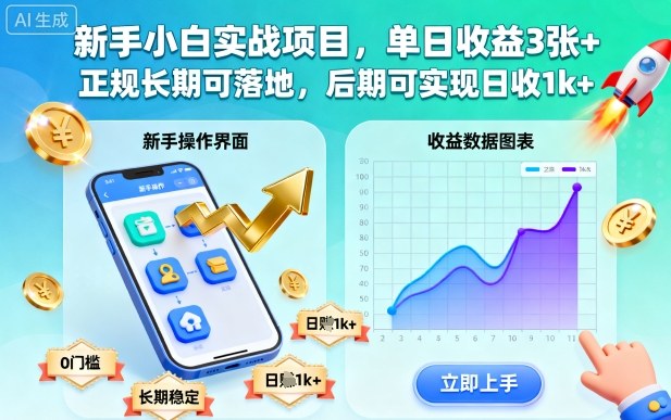 新手小白实战项目，单日收益3张+，正规长期可落地，后期可实现日收1k+【揭秘】-夜晚笔记