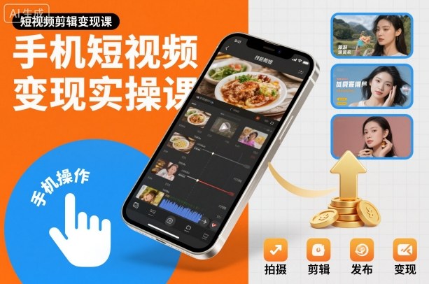 手机短视频变现实操课，短视频剪辑变现课-夜晚笔记