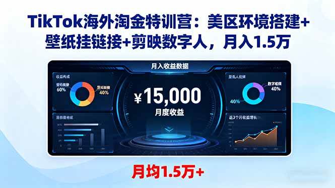 (16346期)TikTok海外淘金特训营:美区环境搭建+壁纸挂链接+剪映数字人,月入1.5万-夜晚笔记