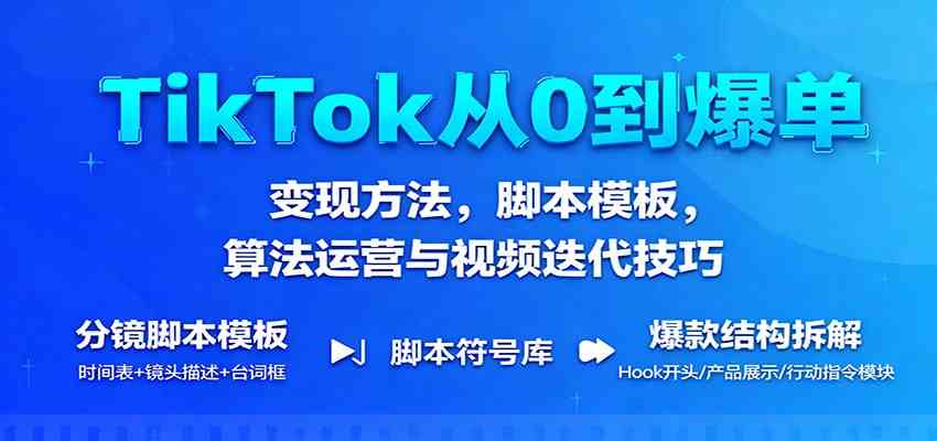 TikTok从0到爆单：变现方法，脚本模板，算法运营与视频迭代技巧-夜晚笔记
