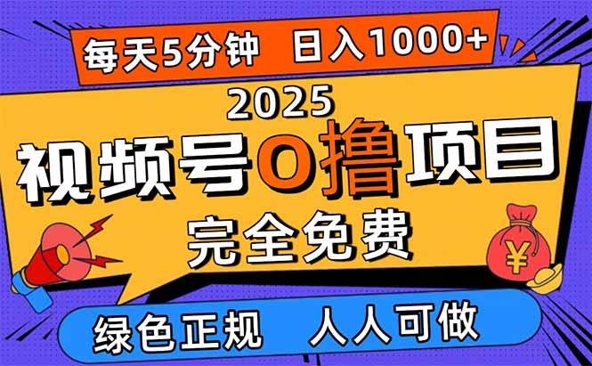 (16388期)2025视频号0撸项目,5分钟一个号,日入1000+,人人可做-夜晚笔记