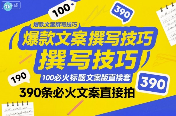 爆款文案撰写技巧，100个必火标题文案模版直接套，390条必火文案直接拍-夜晚笔记