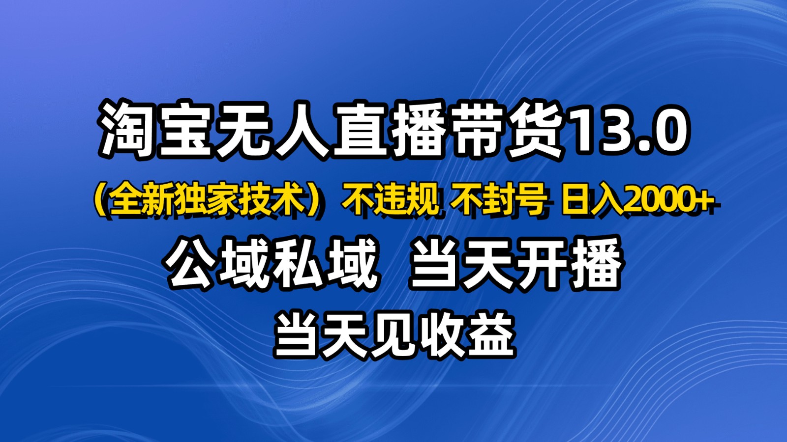 淘宝无人直播13.0，公域私域技术，不封号，不违规 布局下半年旺季赛道，日入2000+-夜晚笔记
