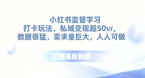 小红书监督学习打卡玩法,私域变现超50个,数据很猛,需求量巨大,人人可做-夜晚笔记