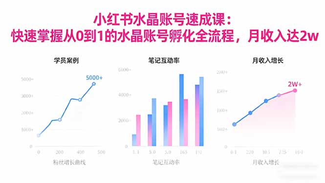 2025小红书水晶账号速成课:快速掌握从0-1水晶账号孵化全流程,月收入达2w-夜晚笔记