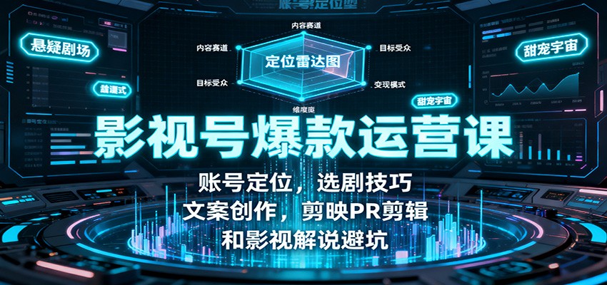 影视号爆款运营课:账号定位,选剧技巧,文案创作,剪映PR剪辑和影视解说避坑-夜晚笔记
