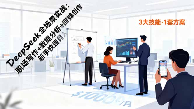DeepSeek全场景实战:职场写作+数据分析+自媒体创作,新手快速月入过万-夜晚笔记
