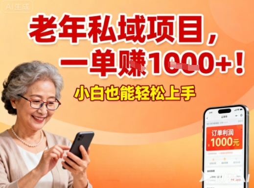 好做的私域项目，针对老年群体，一单利润1k+，小白也能做-夜晚笔记