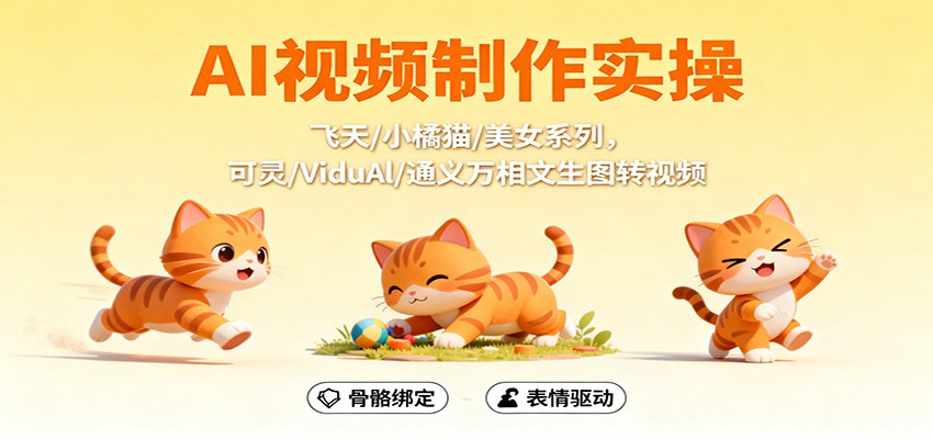 AI视频制作实操，飞天/小橘猫/美女系列，可灵/ViduAl/通义万相文生图转视频-夜晚笔记