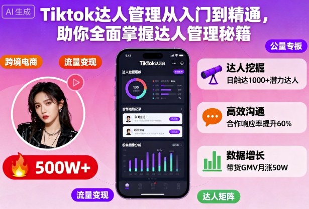 Tiktok达人管理从入门到精通,助你全面掌握达人管理秘籍-夜晚笔记